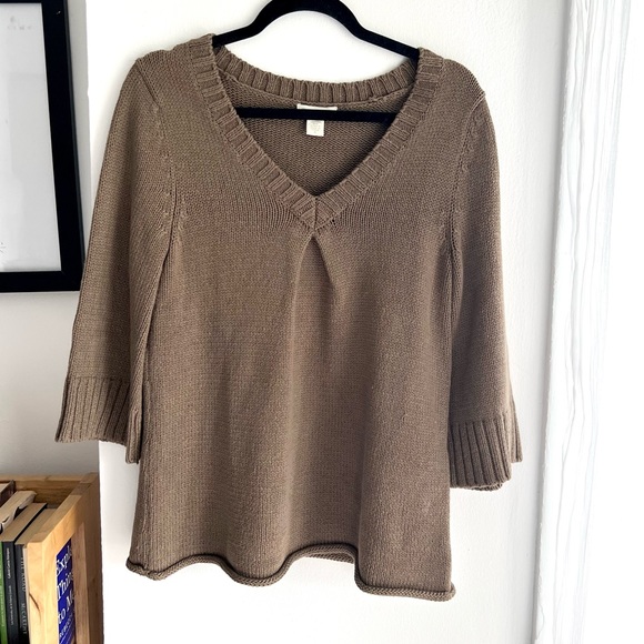 White + Warren Brown Knit Sweater - Picture 1 of 4